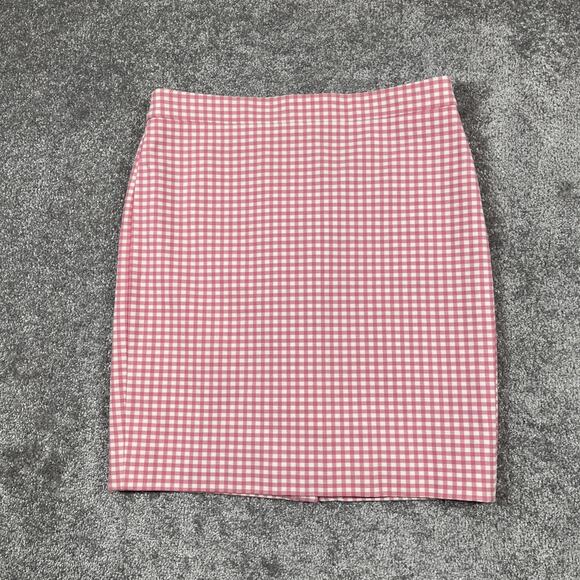 J Crew Skirt Womens 6 No 2 Pencil Career Barbie Gingham Elle Woods Pink - Picture 1 of 11